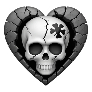 heart with a dark skull and grunge texture sticker