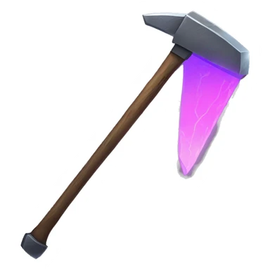 mining pickaxe with glowing neon elements sticker