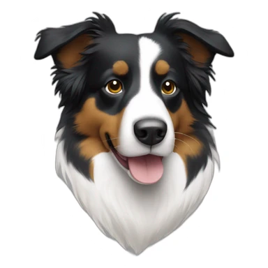 Mini Aussie black tricolour left side of face full white  sticker