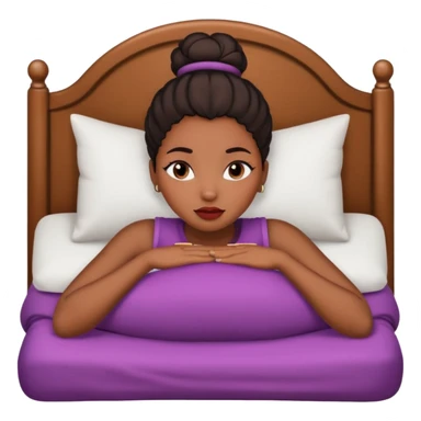 A black girl with edges and plump lips and long lashes with a bun in her bed sticker