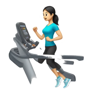 asian girl doing stairmaster machine in the gym sticker