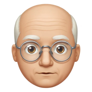 chauve cheveux blanc visage rond lunette gros sourcils sticker