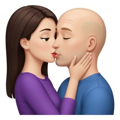 Brunette girl kissing bald guy  sticker