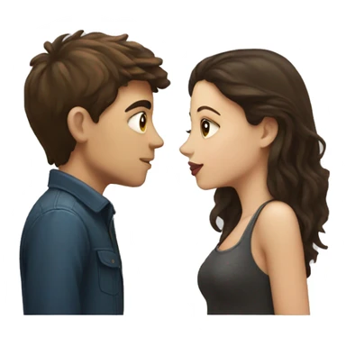 A brunette boy and a pale brunette girl kissing sticker