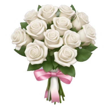 big white rose bouquet with pink ribbons  sticker