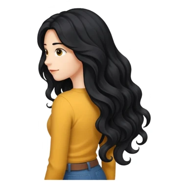 Long black wavy hair that goes all the way down to my lower back sticker