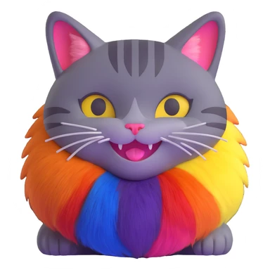 a happy cat with pride flag colors sticker