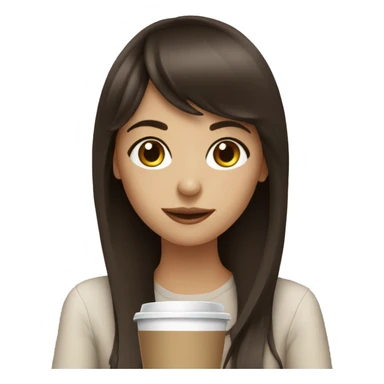 brunette girl with bangs drinking coffee sticker