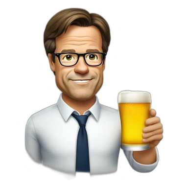 Mark rutte with glasses drinking beer sticker