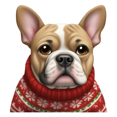 French bull dog wearing a Christmas sweater sticker