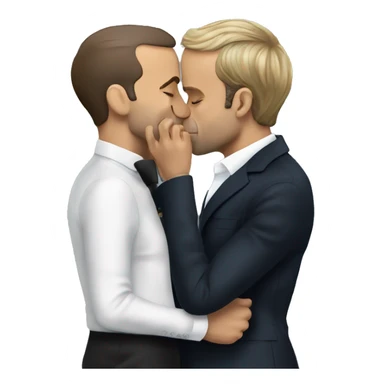 Emmanuel Macron kissing the singer Slimane sticker