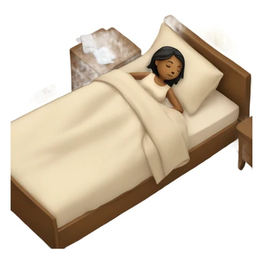 A girl sleeps in beige bed linen sticker