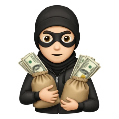 Robber emoji holding a bag of money sticker