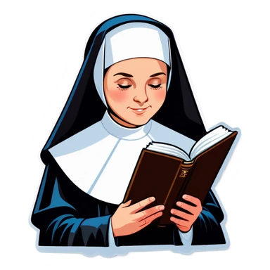 Nun reading sacred scriptures  sticker