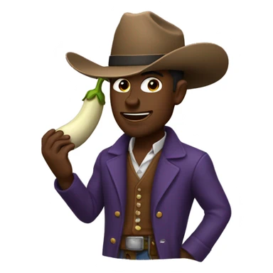 Cowboy eating eggplant and trenchcoat sticker