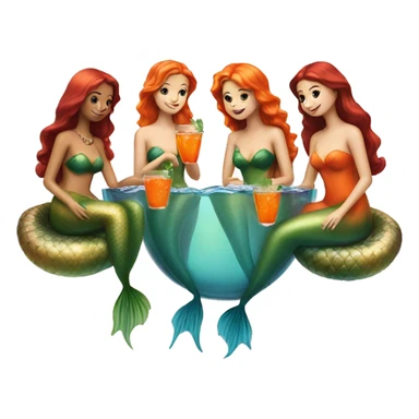Three beautiful mermaids drinking aperol  sticker