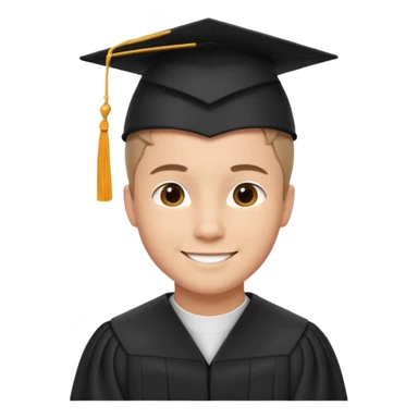 Graduated Students, Male, proudly, short hair, wearing graduation cap sticker