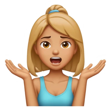 Emoji girl screaming and arms crosssed holding her neck sticker
