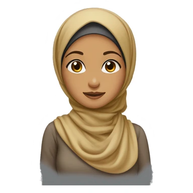 Hijabi girl with to strands of hair sticking out the hijab style shows neck and she has brown skin sticker