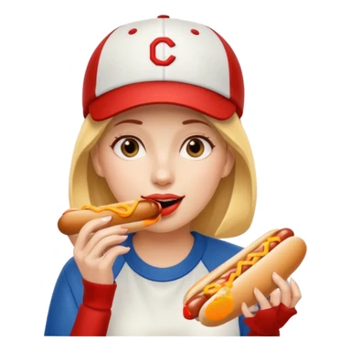 woman eating a hotdog sticker