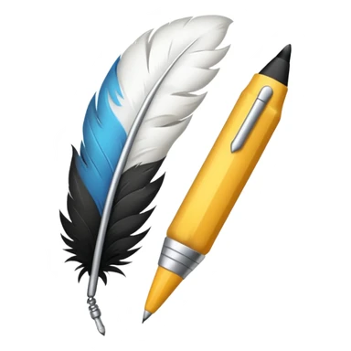 3 plumes blanches avec un stylo en dessous sticker