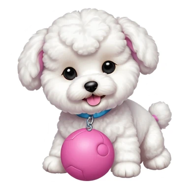 Bichon Frisé dog playing with toys sticker