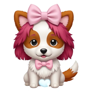 very red haired white dog with a bow on hair sticker