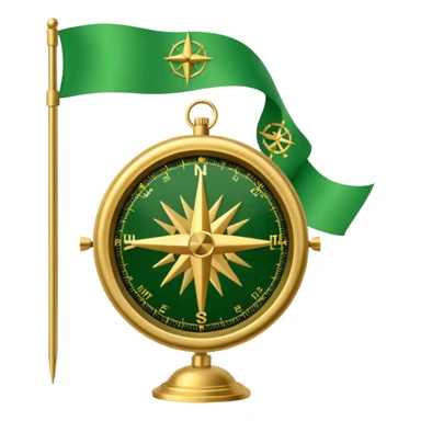 compass with a #5fe089 green color flag behind it sticker