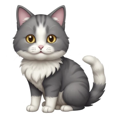 full body half dark grey and half white cat with white front legs sticker