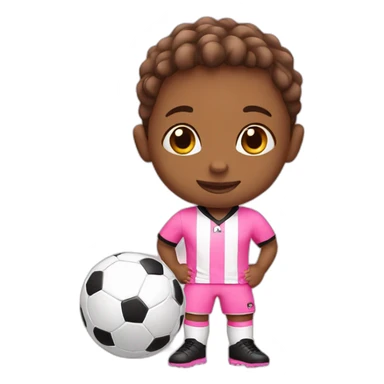Toddler boy with soccer Ball wearing soccer pink suit sticker