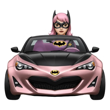 Relaxed adult 60’s Batgirl’s full reality crime fighting themed Satin black and rose gold painted Scion FR-S pursuit vehicle hot rod off road capable  sticker