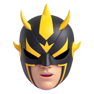 black and yellow luchador mask with lightning bolt design sticker