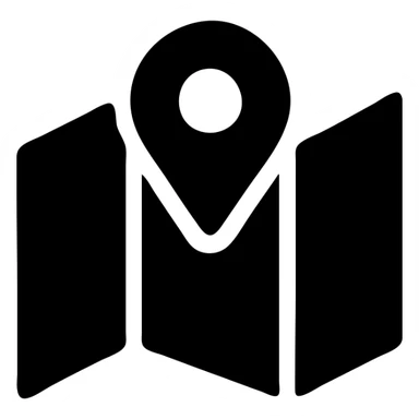 folded city map with a geolocation pin, black filled, urban theme sticker