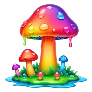 gummy neon rainbow melting mushroom landscape sticker