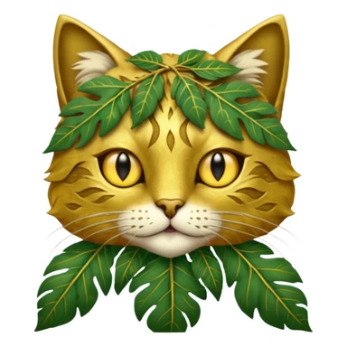 ancient cat with leaf cloth sticker