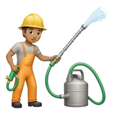 Man pouring concrete with a hose sticker