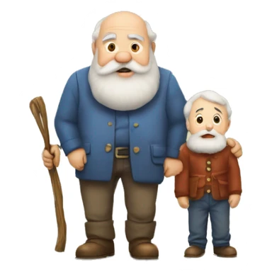 Grand-pere barbu et son petit-fils métisse  sticker