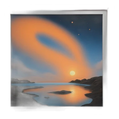 dreamland picture painting orange in wood frame  sticker