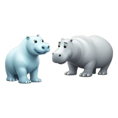 Hippo and Polarbear in safari alongside a rosseta stone sticker