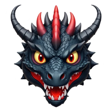 A terrifying black dragon with red brillants eyes, great black horns. sticker