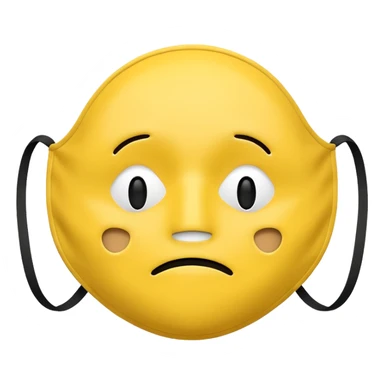 A sad face emoji coverd by a happy face mask sticker