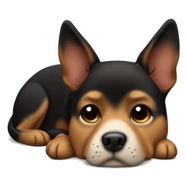 black and tan dog with pointy ears sleeping sticker