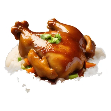chicken in brown sauce over rice with veggies sticker