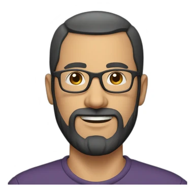 Almost bald dark haired 40 year old man with beard and rounded glasses sticker