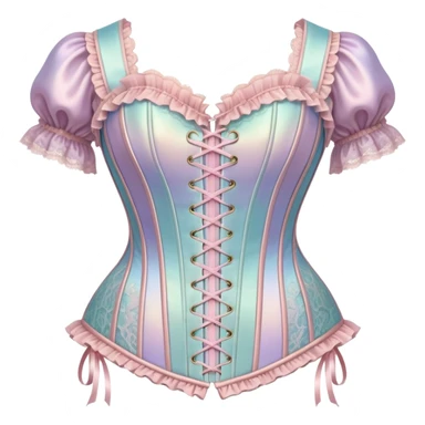 vintage rococo iridescent corset with lace and frills  sticker