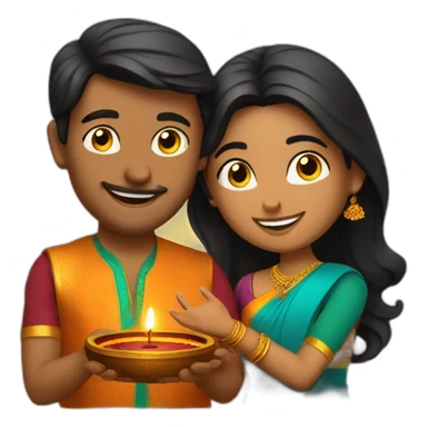 couple celebrating diwali sticker