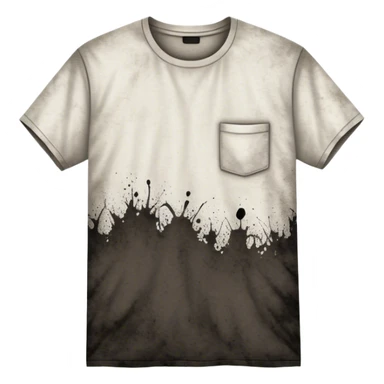A white T-shirt heavily stained with black dirt and grime. The fabric is covered in dark smudges, making it look extremely dirty and worn out sticker