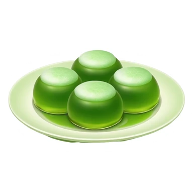 four green spherical warabi mochi on the plate sticker