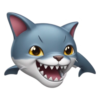 Cat with shark jaws sticker