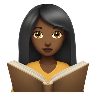 Black girl with straight hair reading a fantasy book sticker